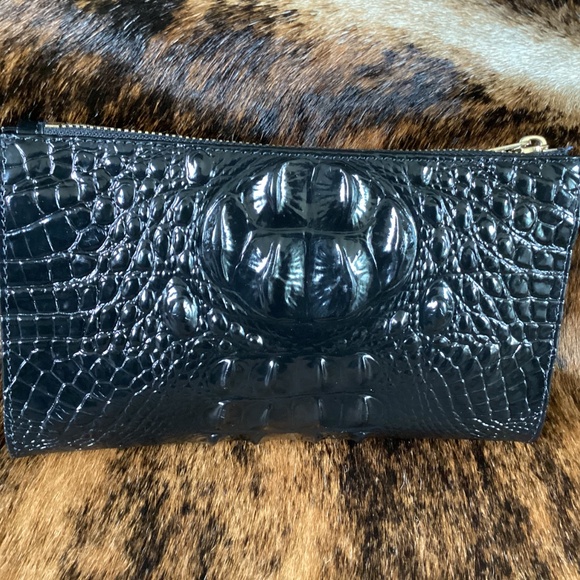 Brahmin Black Croc Print Wristlet/Clutch